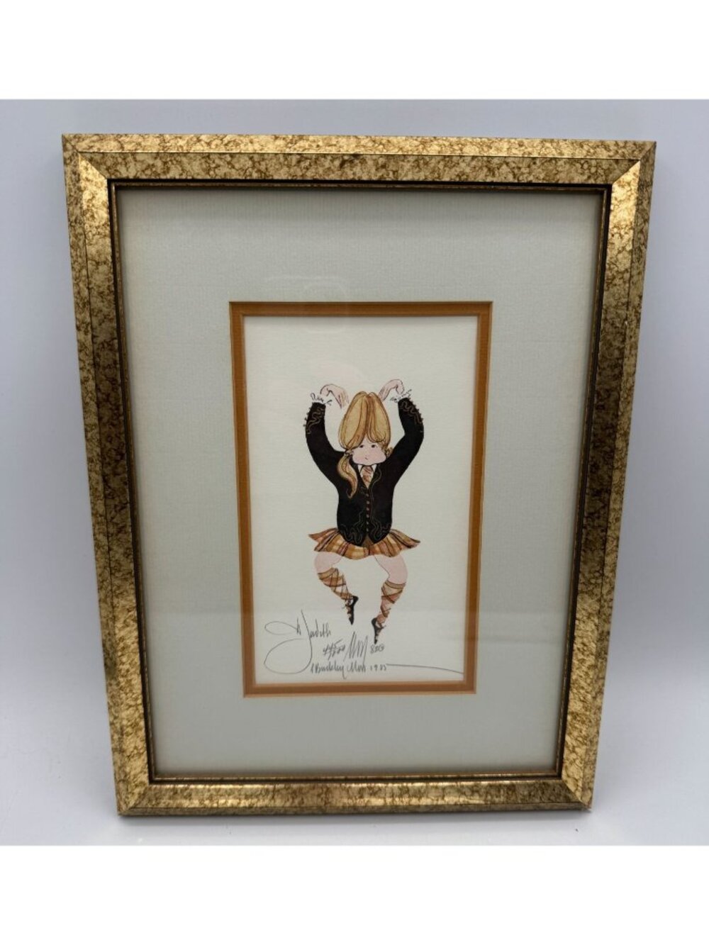 P Buckley Moss Judy Signed Numbered Print 445/1000 Framed Irish Dancer 1985